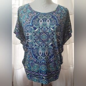 Chico's 1 (Medium) Blue/Purple Boho Top/Blouse